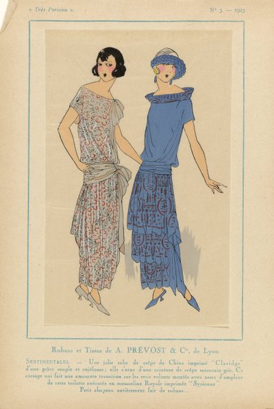 Velmi pařížský, 1923, č. 3: Stuhy a látky A. PRÉVOST...SENTIMENTALES... od Anonymous