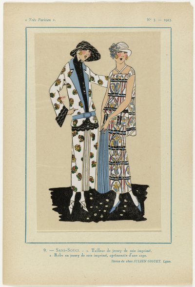 Velmi pařížský, 1923, č. 5: 9.- SANS-SOUCI. 1. Jersey oblek... od Anonymous
