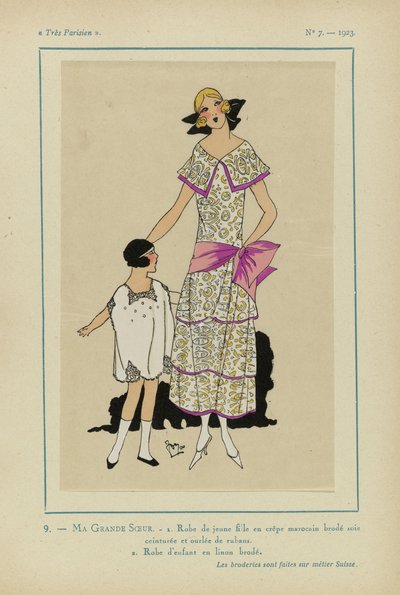 Velmi pařížský, 1923, č. 7: 9.- MOJE VELKÁ SESTRA. - 1. Šaty mladé dívky... od Anonymous
