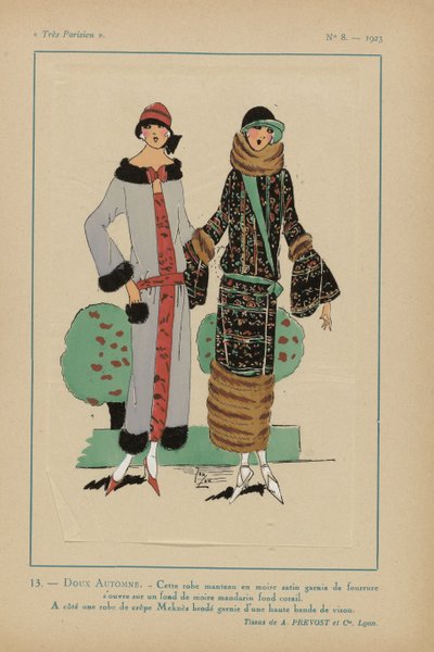 Velmi pařížský, 1923, č. 8: 13.- SLADKÝ PODZIM. - Tyto kabátové šaty... od Anonymous