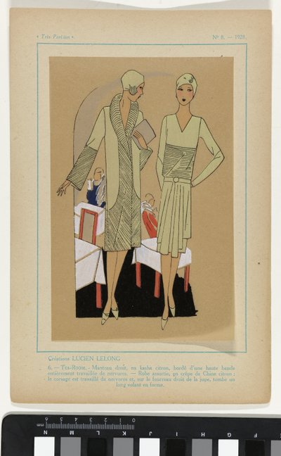 Velmi pařížský, 1928, č. 8: Výtvory LUCIEN LELONG / 6. - ČAJOVNA... od Anonymous