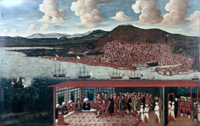 Pohled na Smyrnu (Izmir) a recepce udělená konzulovi de Hochepied (1657-1723) v radní síni od Anonymous