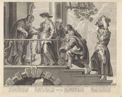Prohlídka Maria vstala a spěchala na horu do města Juda, vešla do domu Zachariáše a pozdravila Alžbětu (titul na předmětu) Royal Bijbel (název série) od Anonymous