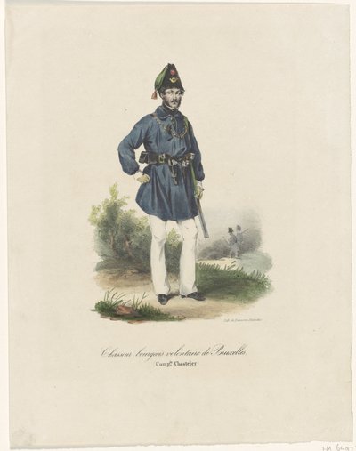 Dobrovolný lovec z Bruselu, 1830 Chasseurs bourgeois volontaire de Bruxelles, (Comp.ie Chasteler) (název na objektu) od Anonymous