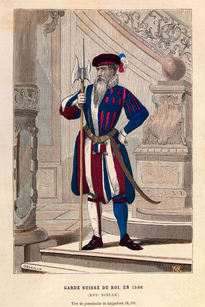 Švýcarská garda krále v roce 1586 (Henry III) - člen královské švýcarské gardy od Anonymous Anonymous