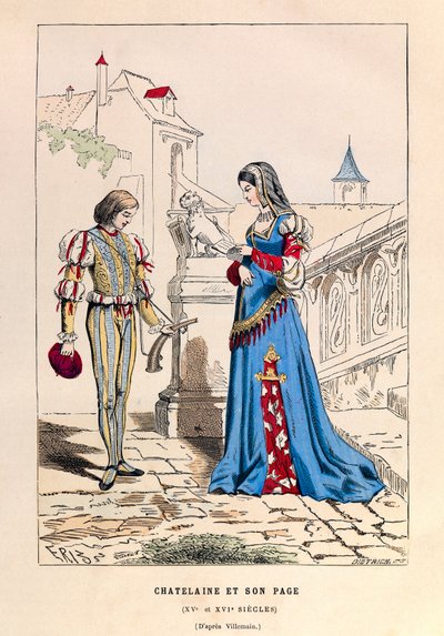 A chatelaine et son page au 15th century - Chatelaine and her page 15th Century - collection privee od Anonymous Anonymous