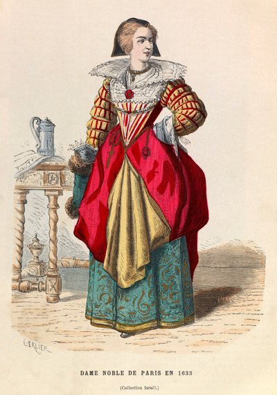 Urozená dáma z Paříže 1633 - Šlechtična v Paříži 17. století - soukromá sbírka od Anonymous Anonymous
