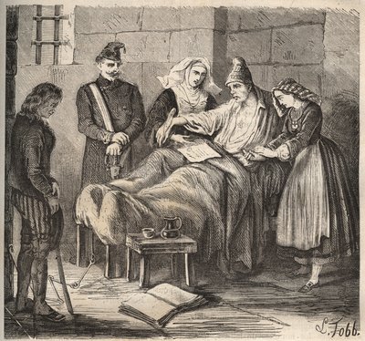 Svatba v Rochefort bagne v 19. století. Rytina do „Historie trestanců od jejich vzniku až po současnost“ (1877) od Pierra Zacconeho (1817-1895) (Colonia Penale - Trestná kolonie). Soukromá sbírka. od Anonymous Anonymous