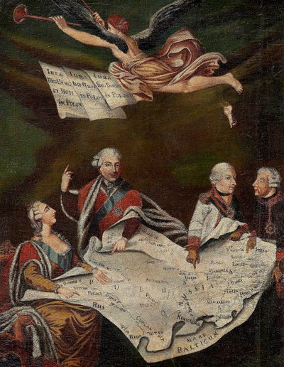 Alegorie rozdělení Polska mezi Kateřinu II Ruskou (1729-1796), Stanislav II Augustus (Stanislaw August Poniatowski od Anonymous Anonymous