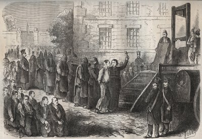 Poprava v Toulon Bagne v 19. století. Rytina do „Historie trestanců od jejich vzniku až po současnost“ (1877) od Pierra Zacconeho (1817-1895) (Colonia Penale - Trestná kolonie). Soukromá sbírka. od Anonymous Anonymous