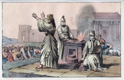 Starověká perská civilizace: mágové, oficiální kněží a učedníci Zarathoustra (Starý Orient, Peršané: Kouzelník) - rytina z „“ Zvyky a obyčeje všech národů vesmíru. To je historie vlády, zákonů, milicí, náboženství od Anonymous Anonymous