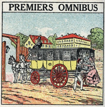Živočišná trakce: první omnibus se objevil ve Francii za Karla X. (1824-1830). Anonymní ilustrace z roku 1925. Soukromá sbírka. od Anonymous Anonymous
