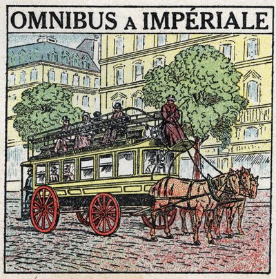 Živočišná trakce: omnibus a imperiale v 19. století. Anonymní ilustrace z roku 1925. Soukromá sbírka. od Anonymous Anonymous