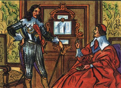 Armand Jean du Plessis de Richelieu nebo kardinál de Richelieu (1585-1642), francouzský ministr a Louis XIII (1601-1643), král Francie. Anonymní ilustrace ve „Sbírce panovníků a hlav států Francie““. 20. století. Soukromá sbírka. od Anonymous Anonymous
