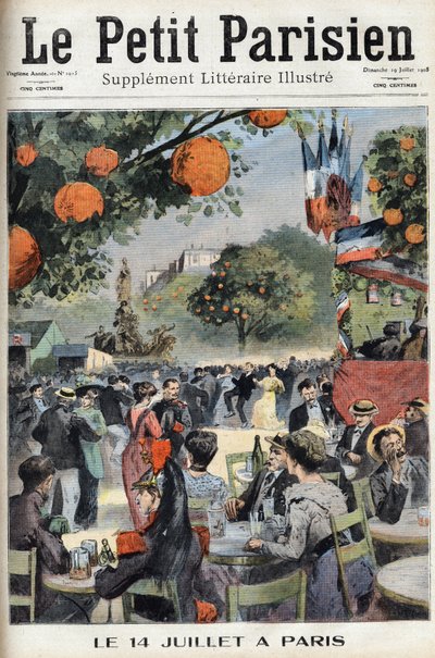 Ples 14. července v Paříži. Jeden z novin „Le petit parisien“ dne 19.7.1908. Soukromá sbírka. od Anonymous Anonymous