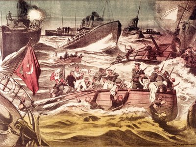 Bitva u Kunfudy (Kunfida Kunfidah): námořní bitva vybojovaná 7. a 8. ledna 1912 během italsko-turecké války (1911-1912) v Rudém moři před přístavem Kunfuda v Saúdské Arábii. od Anonymous Anonymous