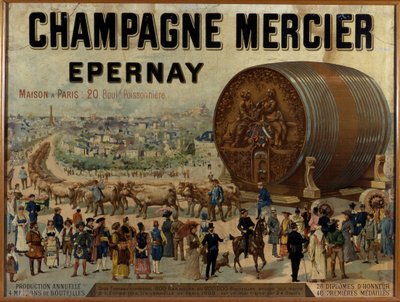 Výstava velkého sudu šampaňského na Expo Universelle de 1889 - Reklamní plakát na šampaňské Mercier, konec 19. století od Anonymous Anonymous