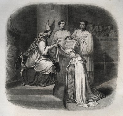 Blahoslavená Marie od Vtělení (Beard Jeanne Avrillot) (1566-1618) Francouzská mystička přijímající karmelitánský závoj v roce 1614. Rytina z roku 1846 v „“Životy svatých””. Soukromá sbírka. od Anonymous Anonymous