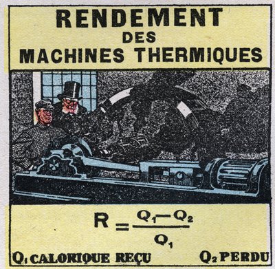 Kalorimetrie: účinnost tepelných strojů. Anonymní ilustrace z roku 1925. Soukromá sbírka. od Anonymous Anonymous