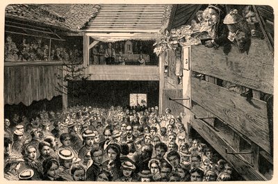Oslava katolické bohoslužby v Porrentruy, Švýcarsko v roce 1874, po fotografii. Rytina do „Les Missions Catholiques au XIXeme Siecle““ od Louis-Eugene (Louis Eugene) Louvet. soukromá sbírka. od Anonymous Anonymous