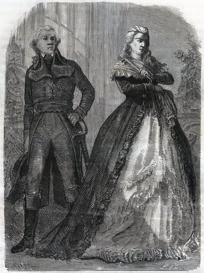 Charles Francois du Perier dit Dumouriez (1739-1823), francouzský generál s královnou Marií Antoinettou (1755-1793). Rytina z roku 1866 v „Histoire de la Revolution francaise““ od Adolphe Thierse. Soukromá sbírka. od Anonymous Anonymous