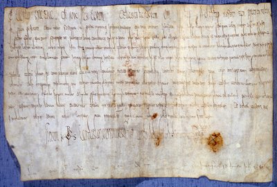 Listina krále Karla Velikého (Karel I., Karel Veliký nebo Carolus Magnus) (742-814) osvobozující opatství Saint Germain des Pres od daně dne 27. 3. 779. Paříž, Národní archiv od Anonymous Anonymous