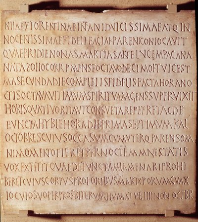 Křesťanský starověk: Catania nápisy popisující způsob udělování křtů a pohřebních obřadů, počátek 4. stol. Muzeum Louvre v Paříži od Anonymous Anonymous
