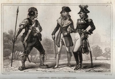 Kostýmy podle Úmluvy. Rytina z roku 1859 v „“ Le Monde. Dějiny všech národů od nejvzdálenějších dob až po současnost“. od M. E. de Lostalot-Bachoue (Lostalot Bachoue). Soukromá sbírka. od Anonymous Anonymous