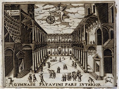 Soud univerzity v Padou (Padova) v Itálii v 17. století. Anonymní rytina 17. století. milánský . od Anonymous Anonymous