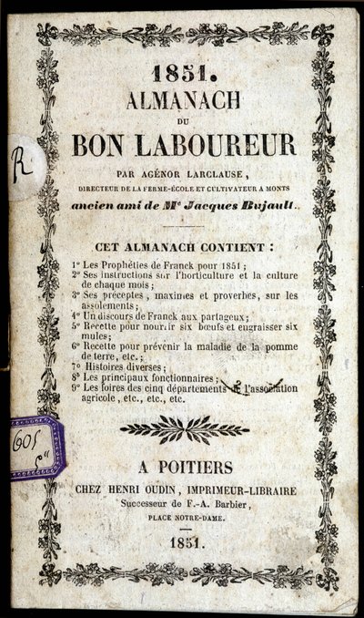 Obálka Almanachu du Bon Ploureur, Agenor Larclause, Poitiers od Anonymous Anonymous