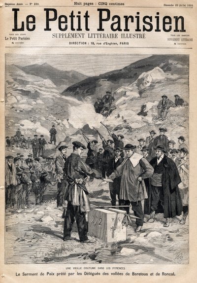 Zvyk pyreneje: přísaha míru složená delegáty z údolí Baretous a Roncal. Jeden z novin „“Le Petite Parisien““ dne 23.7.1893. od Anonymous Anonymous
