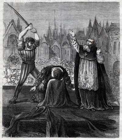 Dekapitace hraběte Egmonta a Hoorna (1568) v Bruselu během španělské tyranie v Nizozemsku - válka čtyř dvaceti let (1568-1648): dekolace Lamorala, hraběte z Egmontu, prince z Gavre (1522-1568), nizozemského politika. Byl odsouzen v framu od Anonymous Anonymous