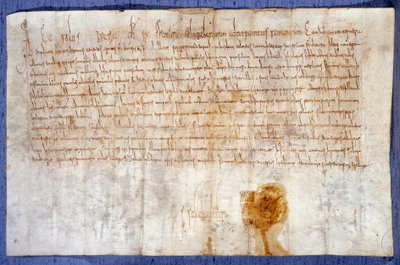 Dar krále Karla Velikého (Karel I., Karel Veliký nebo Carolus Magnus) (742-814) z panství Luzarches a Mussy opatství Saint Denis dne 25.2.775. Paříž, Národní archiv od Anonymous Anonymous