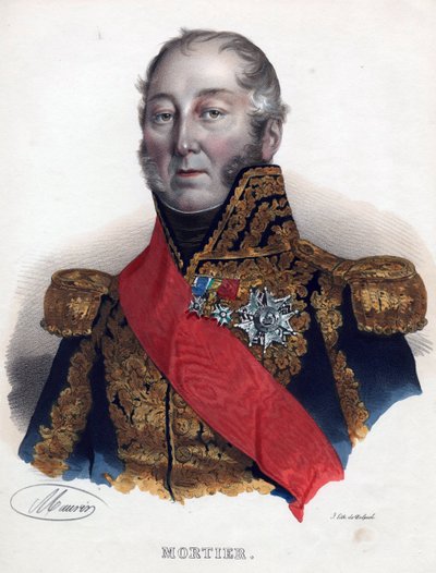 Edouard Adolphe Mortier (1768-1835), maršál Francie - Anonym - 1835 - Litografie, akvarel - 32x24 - Soukromá sbírka od Anonymous Anonymous