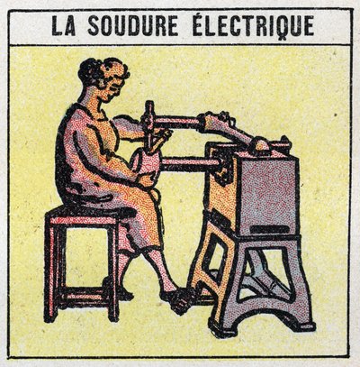 Elektrické nářadí: elektrické svařování. Anonymní ilustrace z roku 1925. Soukromá sbírka. od Anonymous Anonymous