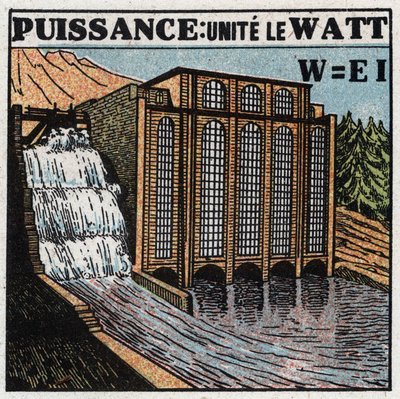 Elektrické jednotky: Watt pro měření elektrické energie. Anonymní ilustrace z roku 1925. Soukromá sbírka. od Anonymous Anonymous