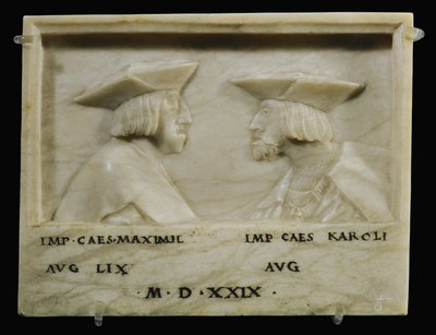 Císař Maxmilián I. a jeho vnuk císař Karel V. ... (alabastr) od Anonymous Anonymous