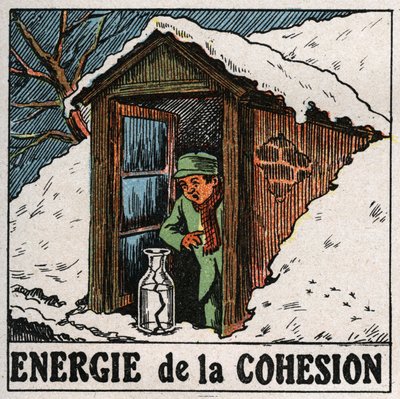 Energie soudržnosti: studená voda rozbije vázu. Anonymní ilustrace z roku 1925. Soukromá sbírka. od Anonymous Anonymous