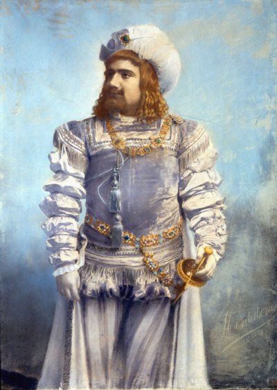 Enrico Caruso (1873-1921), italský tenorista v roli Fausta v Mefistofelovi (Mefistofeles (Mefisto) od Arriga (nebo Enrica) Boita Ručně kolorovaná fotografie. Řím od Anonymous Anonymous