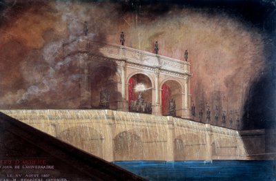 Ohňostroj od Clauda Ruggieriho v Paříži na desce 15.8.1807 po anonymním obrazu. 1807 Paříž, Musee Carnavalet od Anonymous Anonymous