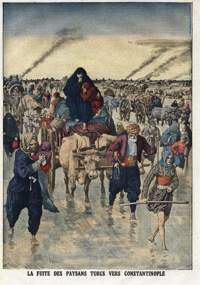 První balkánská válka: útěk tureckých rolníků do Konstantinopole. Ilustrace převzata z „“ Le Petite Journal“ 24. 11. 1912 Soukromá sbírka. od Anonymous Anonymous