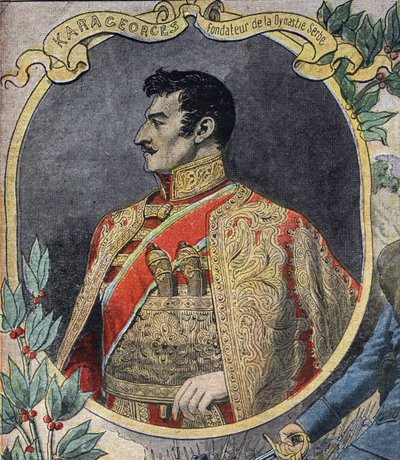 První světová válka 1914-1918 (14-18): Portrét Georgese Petroviče dit Karageorges (1752-1817), srbského státníka a zakladatele dynastie Karadordevic. Rytina do „“Le Petite Journal““ od Anonymous Anonymous