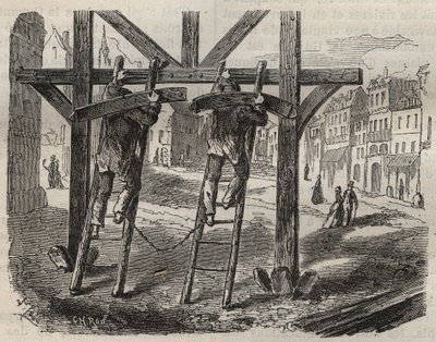 Forcats tesaři v Toulon Bagne v 19. století. Rytina do „Historie trestanců od jejich vzniku až po současnost“ (1877) od Pierra Zacconeho (1817-1895) (Colonia Penale - Trestná kolonie). Soukromá sbírka. od Anonymous Anonymous