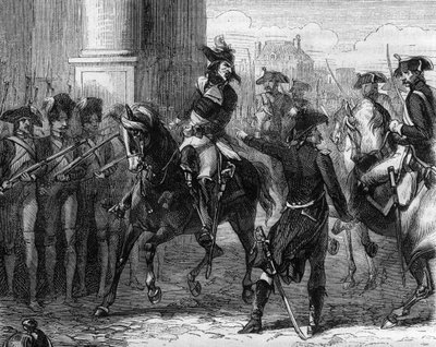Francois Hanriot (1761-1794), francouzský revolucionář u dveří konvence (9. thermidor 1794) - rytina v „Histoire des Girondins“ od Alphonse de Lamartine (1790-1869) 1865-1866 - soukromá sbírka od Anonymous Anonymous
