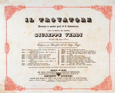 Frontispis opery Il Trovatore (Trubadúr) od Giuseppe Verdiho od Anonymous Anonymous