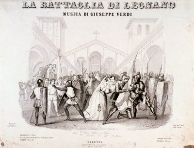 Frontispis opery Bitva u Legnana od Giuseppe Verdiho od Anonymous Anonymous