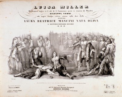 Frontispis hudební partitury Luisy Miller, opera Giuseppe Verdiho od Anonymous Anonymous
