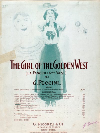 Frontispis hudební partitury The Girl of the West od Pucciniho od Anonymous Anonymous