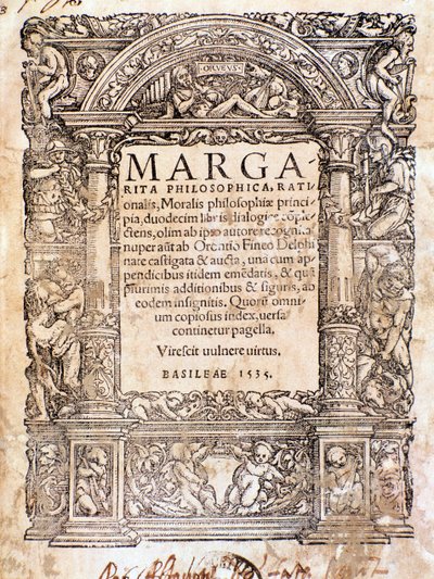 Frontispis Margarita Philosophica (dřevořez od Anonymous Anonymous