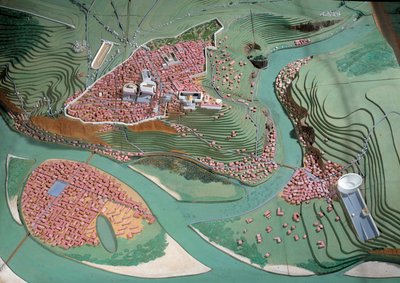 Civilizace Galloromaine: model města Lyon mezi 50 př.nl a 100 nl. Lyon, archeologické muzeum od Anonymous Anonymous